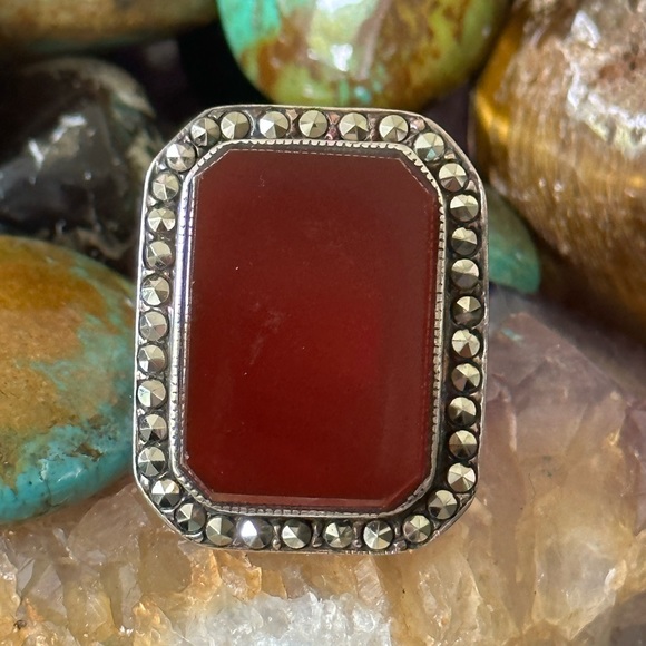 Vintage carnelian sterlingsilver statement ring - Picture 1 of 8